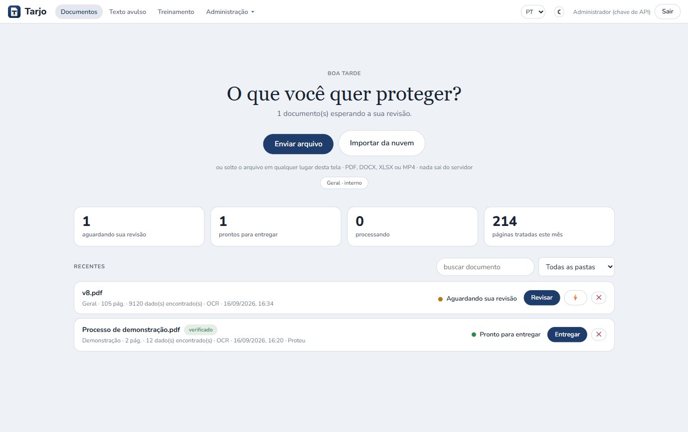 Tela inicial do Tarjo: o que você quer proteger